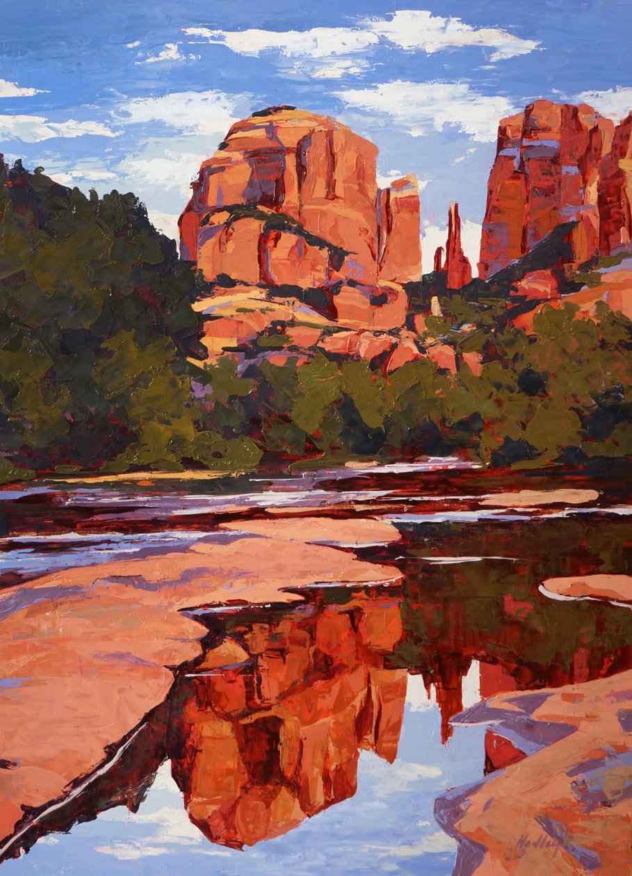 Refleksion, Sedona, ca. 2024 (olie på panel) af Hadley Rampton