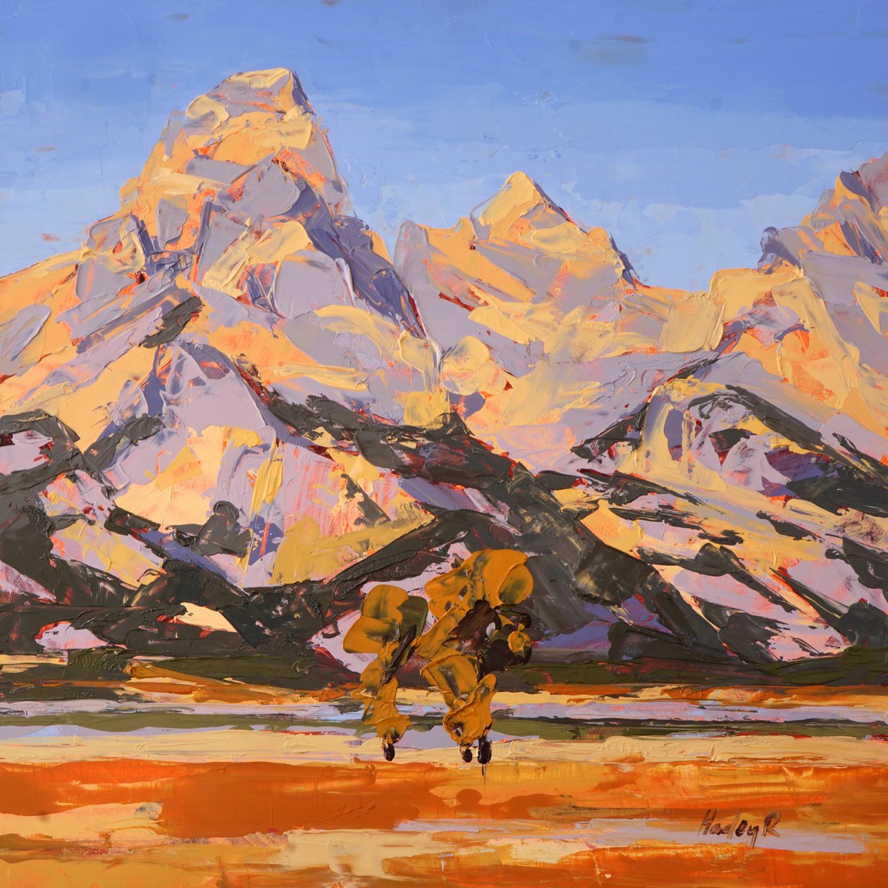 Teton Glow, ca. 2022 (olie på panel) af Hadley Rampton