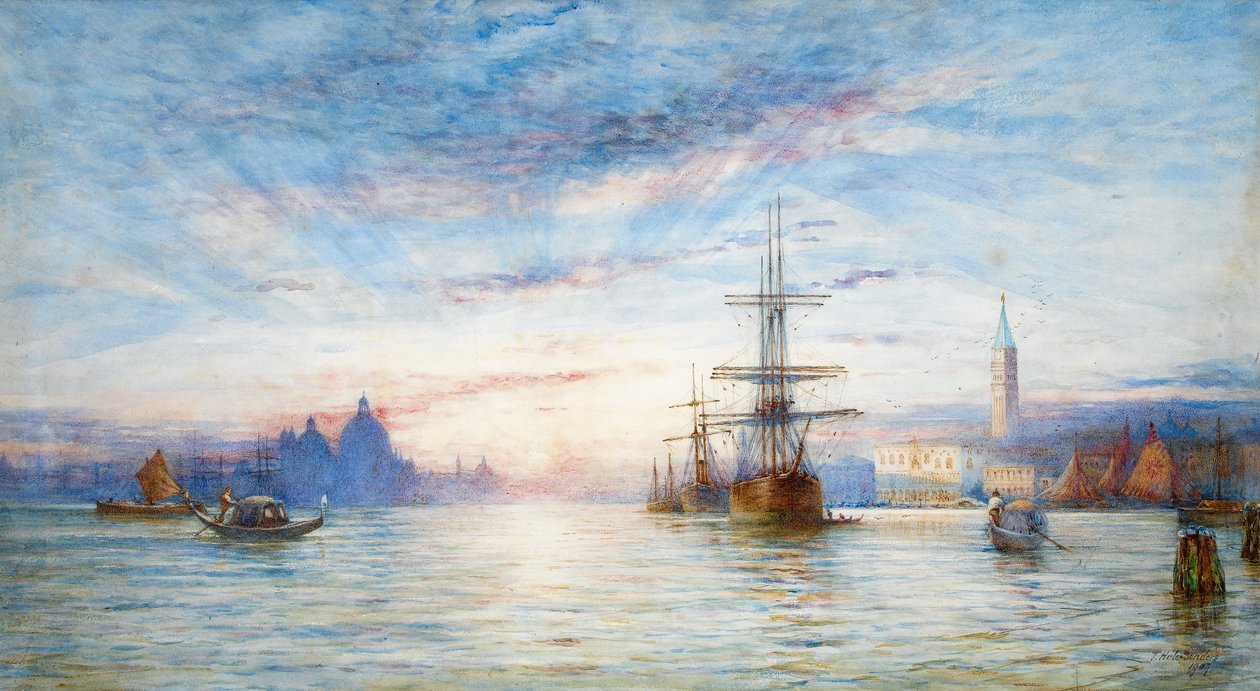 Solnedgang over den venetianske lagune (wc på papir) af Hale Sanders