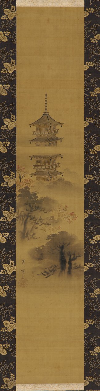 En pagode, Edo-periode, midten af det 17.-begyndelsen af det 18. århundrede. af Hanabusa Itcho