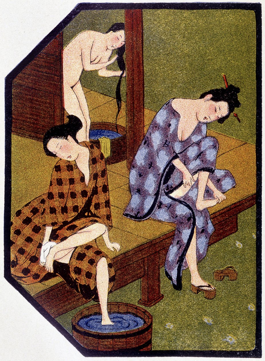 Unge japanske piger bader - i "" japanske dukker"" af Félicien Champsaur, ill. Hanafusa Itcho, Paris af Hanabusa Itcho
