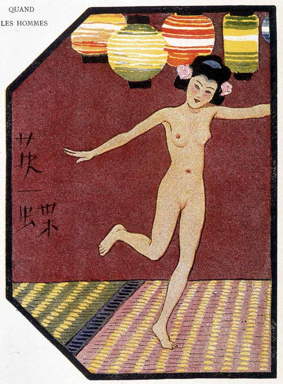 Ung japansk nøgendans - i "" japansk dukke"" af Félicien Champsaur, ill. Hanafusa Itcho, Paris af Hanabusa Itcho