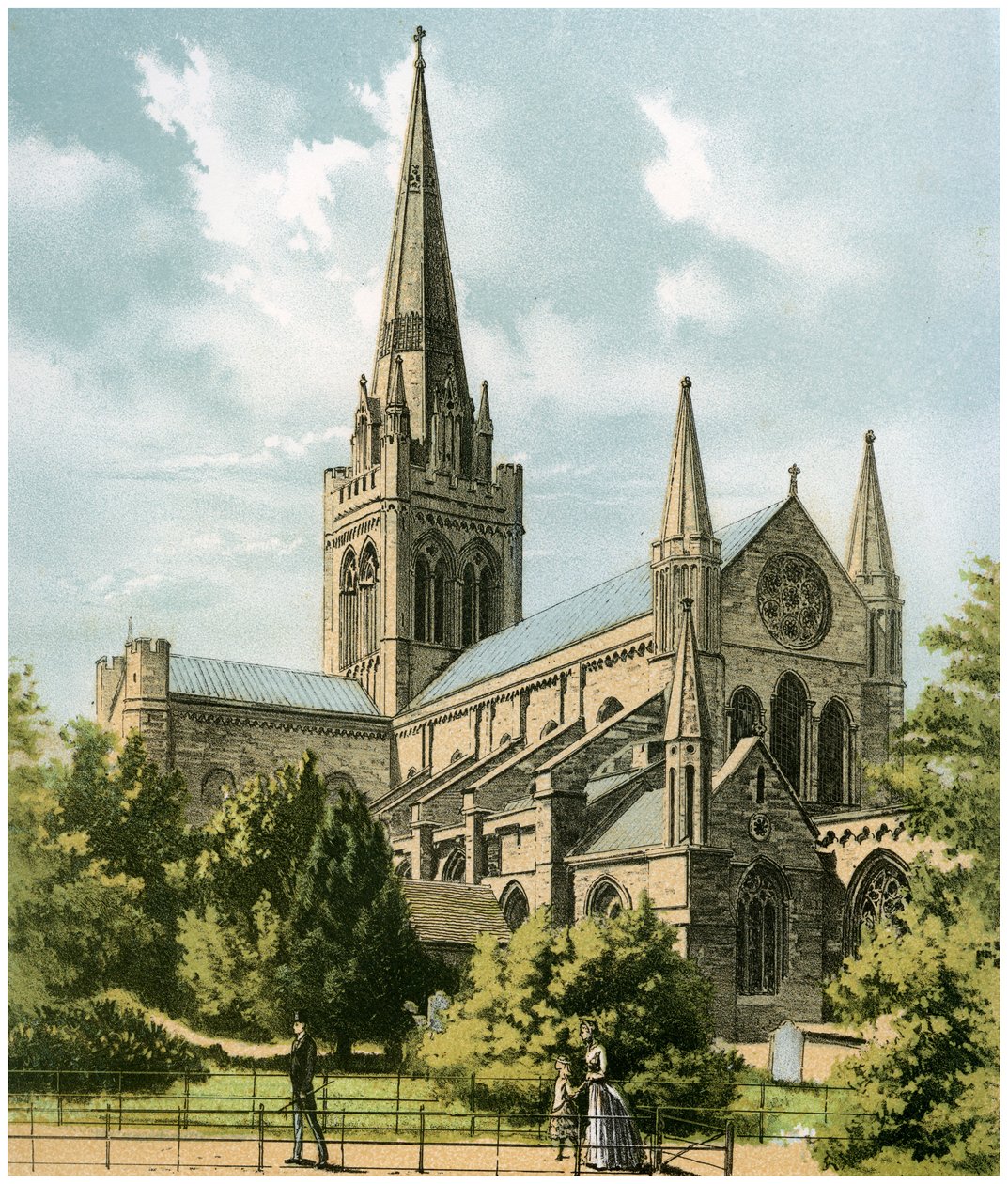Chichester Cathedral, Sussex, c1870 af Hanhart