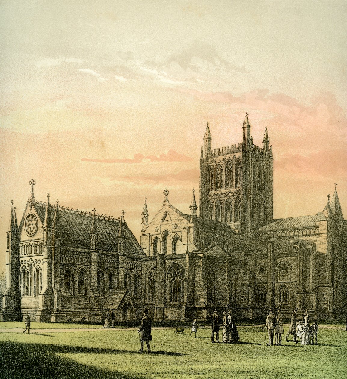 Hereford Cathedral, Herefordshire, c1870 af Hanhart