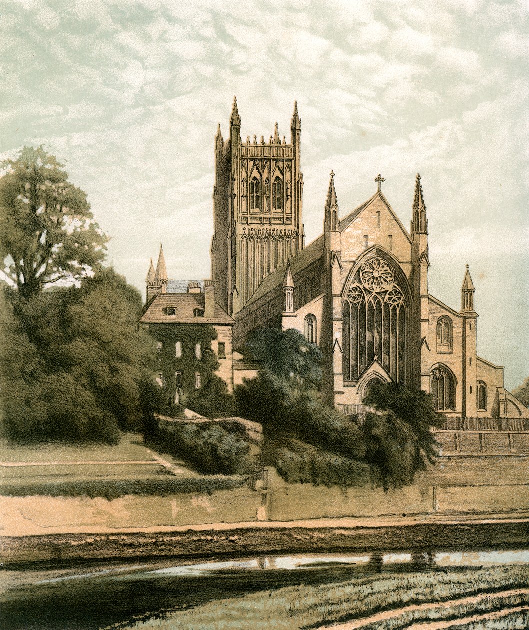 Worcester Cathedral, Worcestershire, c1870 af Hanhart