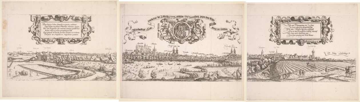 Panoramaudsigt over Nürnberg, 1552. af Hanns Sebald Lautensack