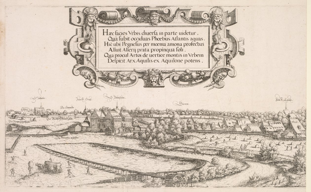 Panoramaudsigt over Nürnberg: Venstre del, 1552. af Hanns Sebald Lautensack