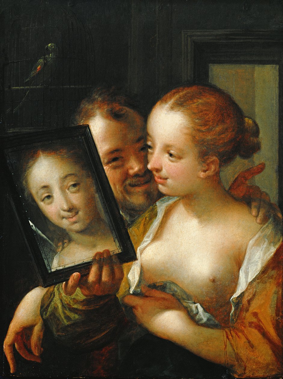 Leende par med et spejl, 1596 af Hans von Aachen