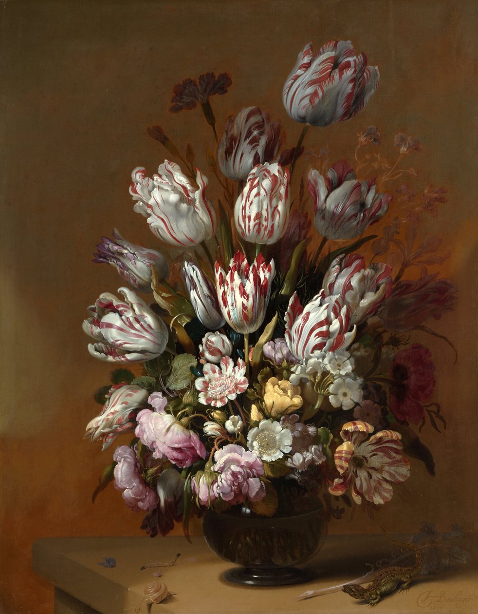Stilleben med blomster af Hans Bollongier