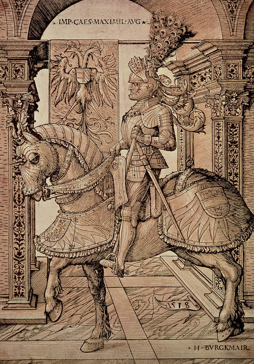 Kejser Maximilian I rider på en hest, 1518 af Hans Burgkmair