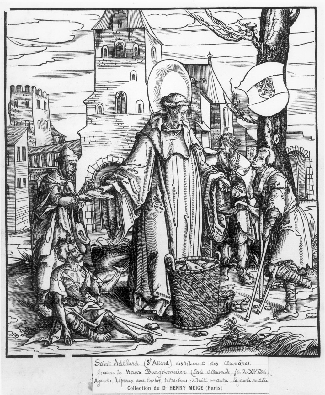 Den hellige Adelard (ca.752-827) uddeler almisser af Hans Burgkmair
