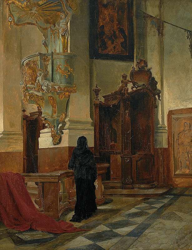 Interiør i barok kirke af Hans Eduard von Berlepsch Valendas