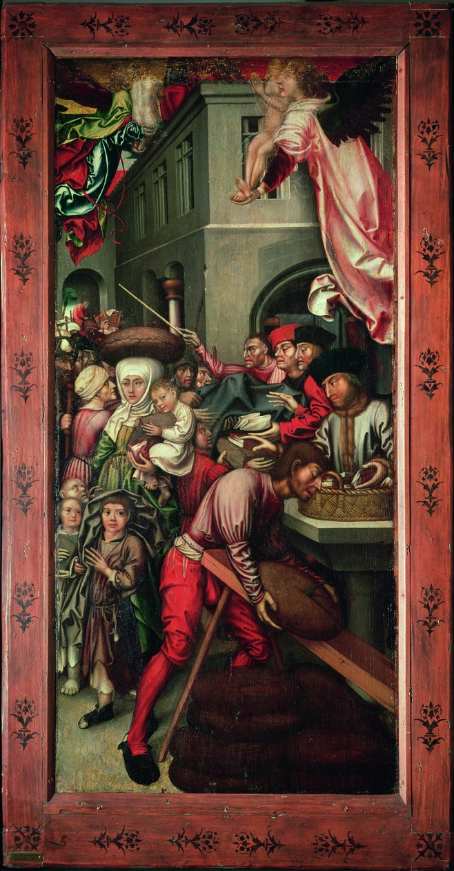 Bugnon altertavle: højre panel med velgørenhed, ca.1507 af Hans Fries