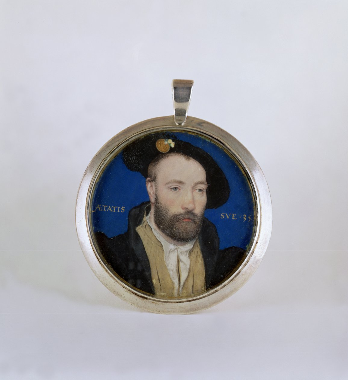 En ukendt mand, 1543 (gouache på kort trimmet i guld) af Hans Holbein der Jüngere