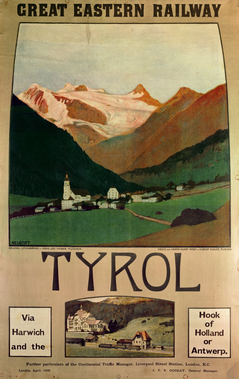 Plakat, der reklamerer for Great Eastern Railway, 1906 af Hans J. Weber