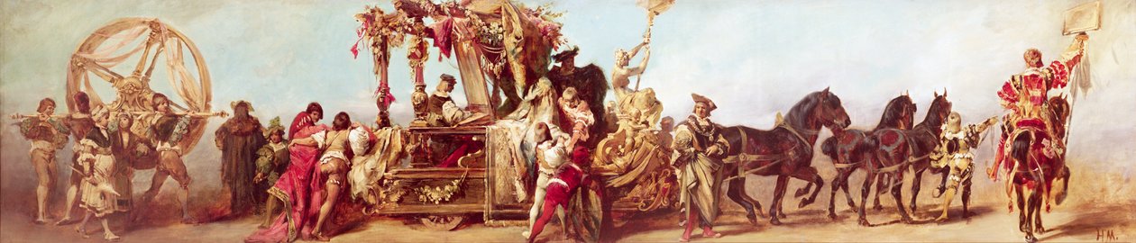 Design til jubilæumsprocessionen for kejser Franz Joseph I af Østrig: Tekstilindustrien, 1879 af Hans Makart