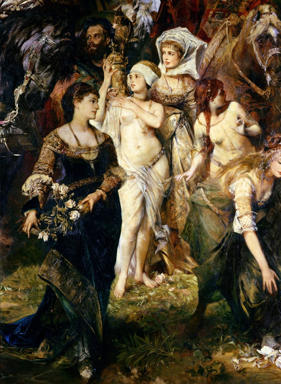 Detalje af kejser Karl Vs (1500-58) indtog i Antwerpen i 1520, 1878 (se også 141421, 141423 og 141424) af Hans Makart