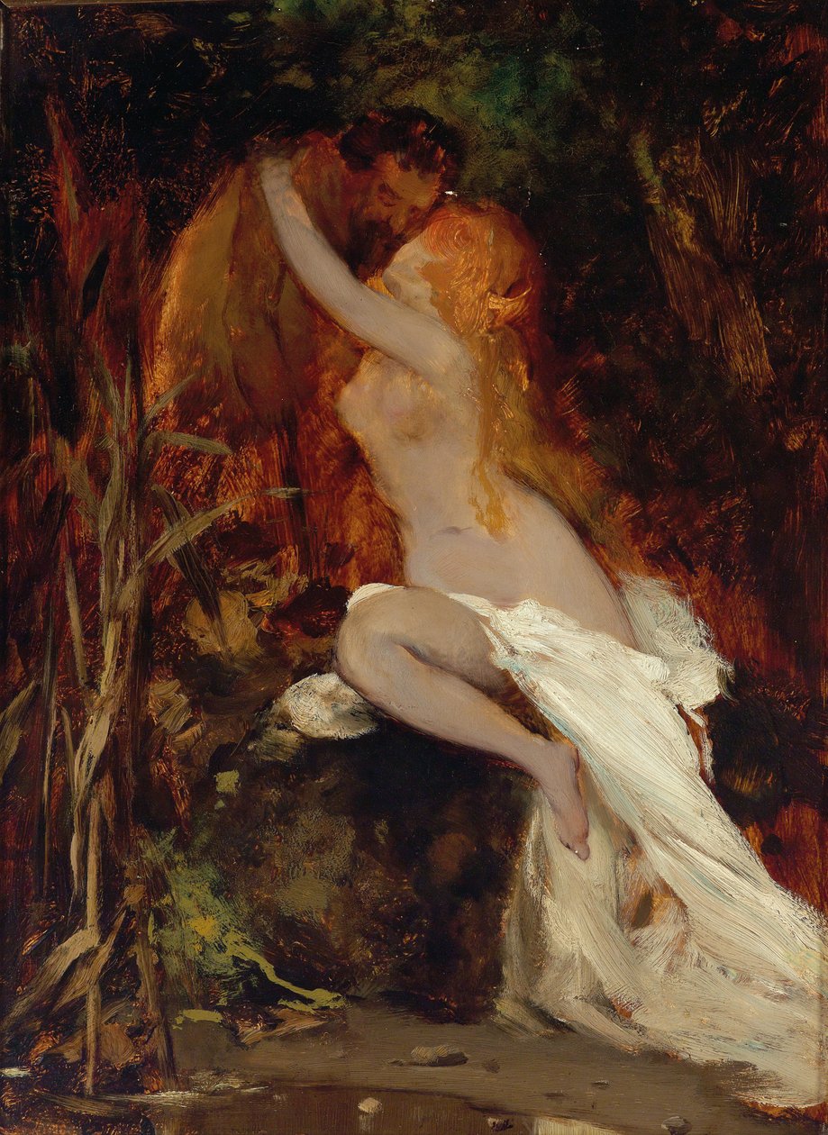 Faun og nymfe af Hans Makart