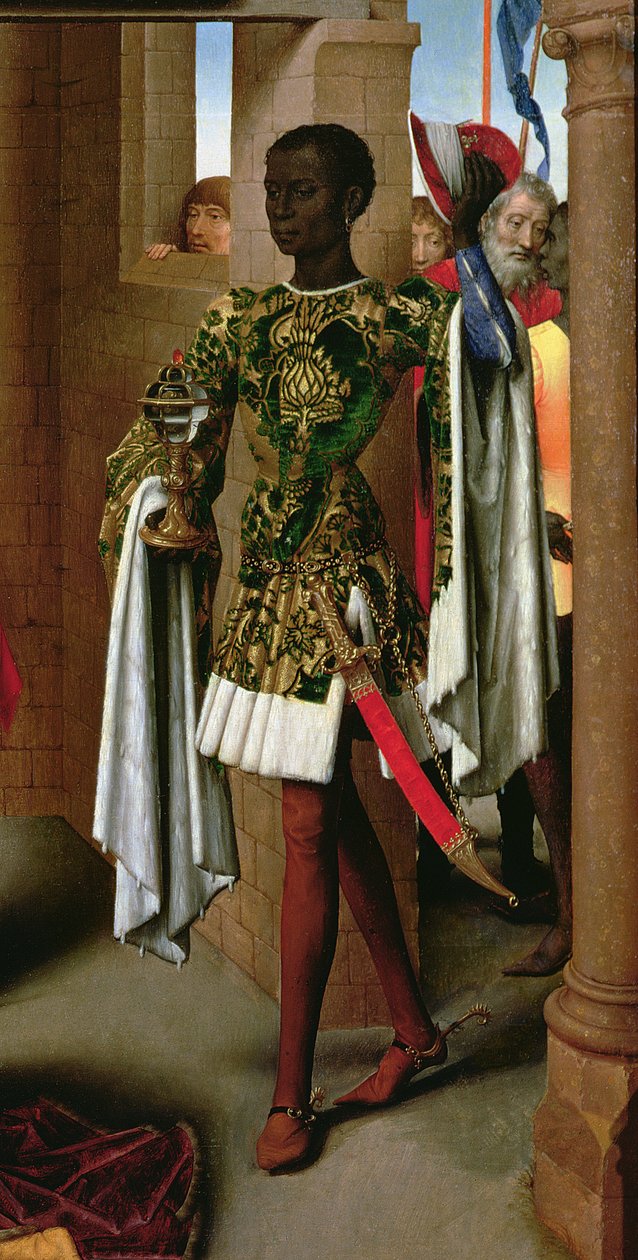 Adoration of the Magi, centralt panel af Triptych of the Adoration of the Magi, ca. 1470-72 (detaljer fra 3430) af Hans Memling