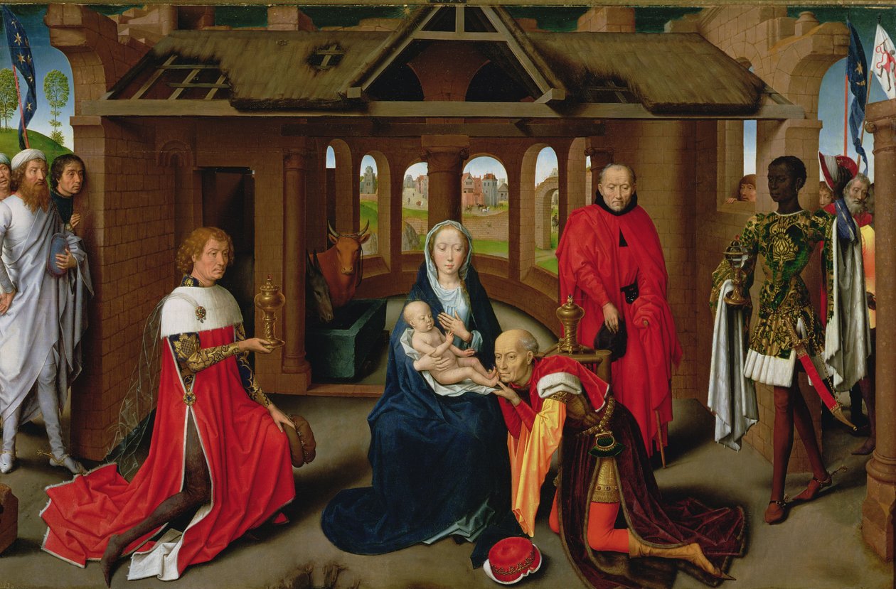Magiernes tilbedelse, centralpanel i Triptykonen om Magiernes tilbedelse, ca. 1470-72 af Hans Memling