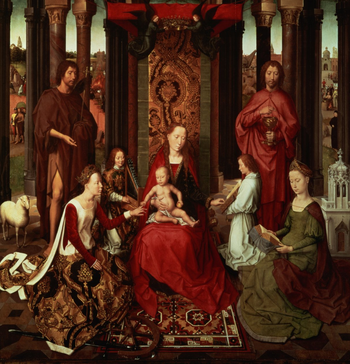 Mystisk ægteskab mellem St. Catherine og andre hellige af Hans Memling
