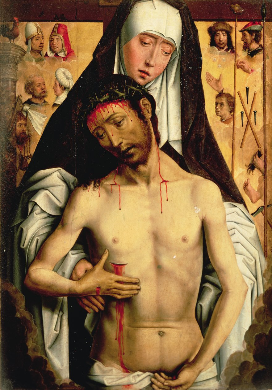 Sorgernes Mand i Jomfruens Arme af Hans Memling