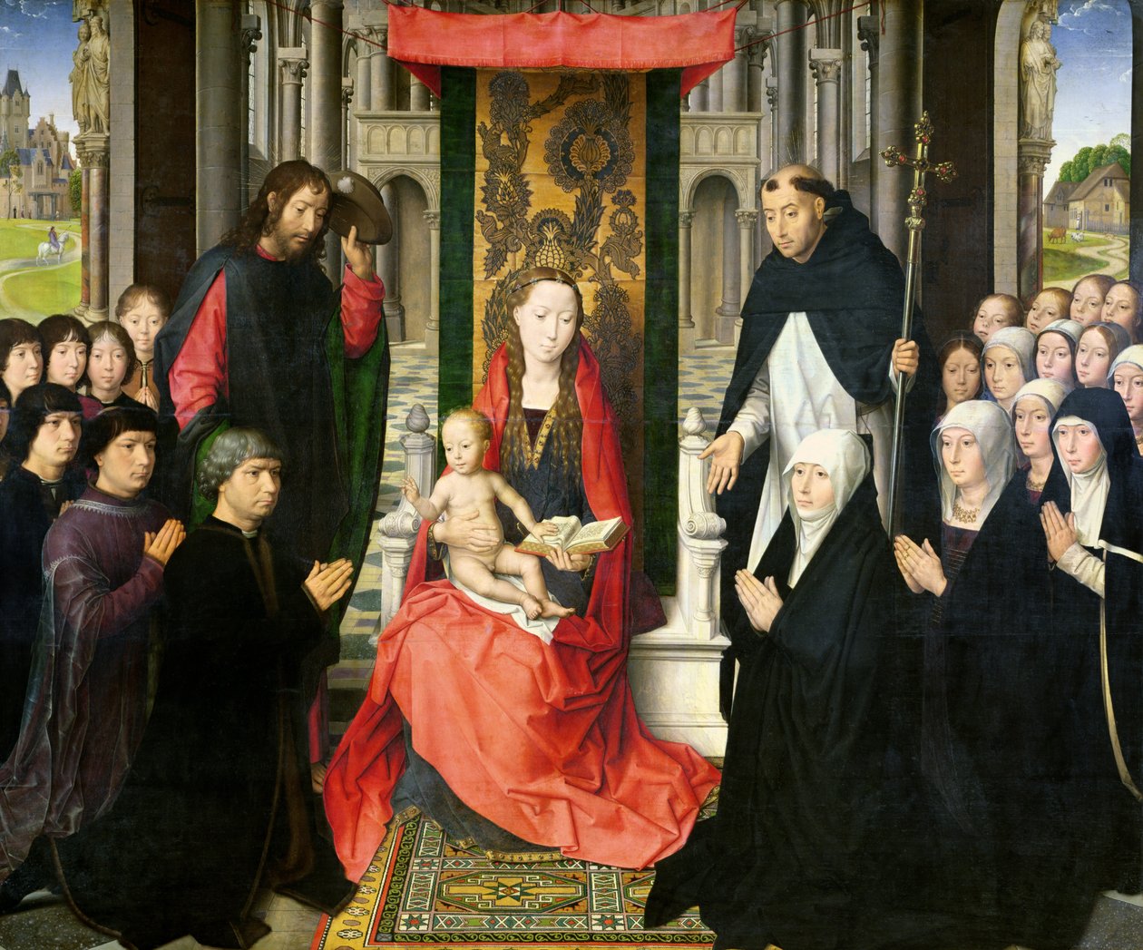 Jomfruen og barnet med St. James og St. Dominic præsenterer donorerne og deres familie, kendt som Virgin of Jacques Floreins, ca. 1490 af Hans Memling