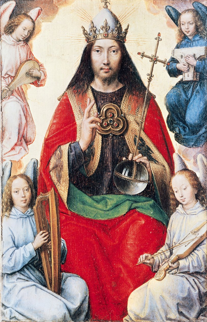 Triptykon om jordisk forfængelighed og guddommelig frelse, Kristus i herlighed fra bagsiden af det centrale panel, ca. 1485 af Hans Memling