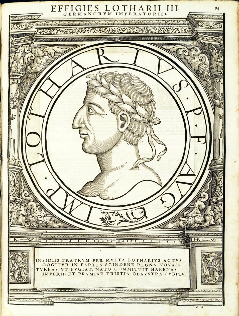 Lothar I, illustration fra de romerske kejsere af alle de øst- og vestromerske kejsere med de mest autentiske billeder af de gamle mønter, træsnit af Rudolph Wyssenbach, trykt af Andreas Gesner, Zürich, 1. af Hans Rudolf Manuel Deutsch