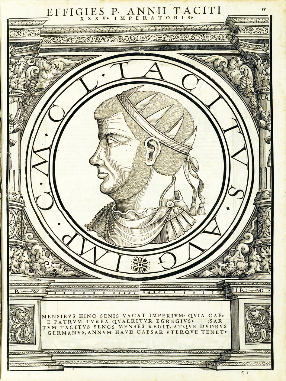 Tacitus, illustration fra de romerske kejsere af alle de østlige og vestlige regioner i Romerriget af Hans Rudolf Manuel Deutsch