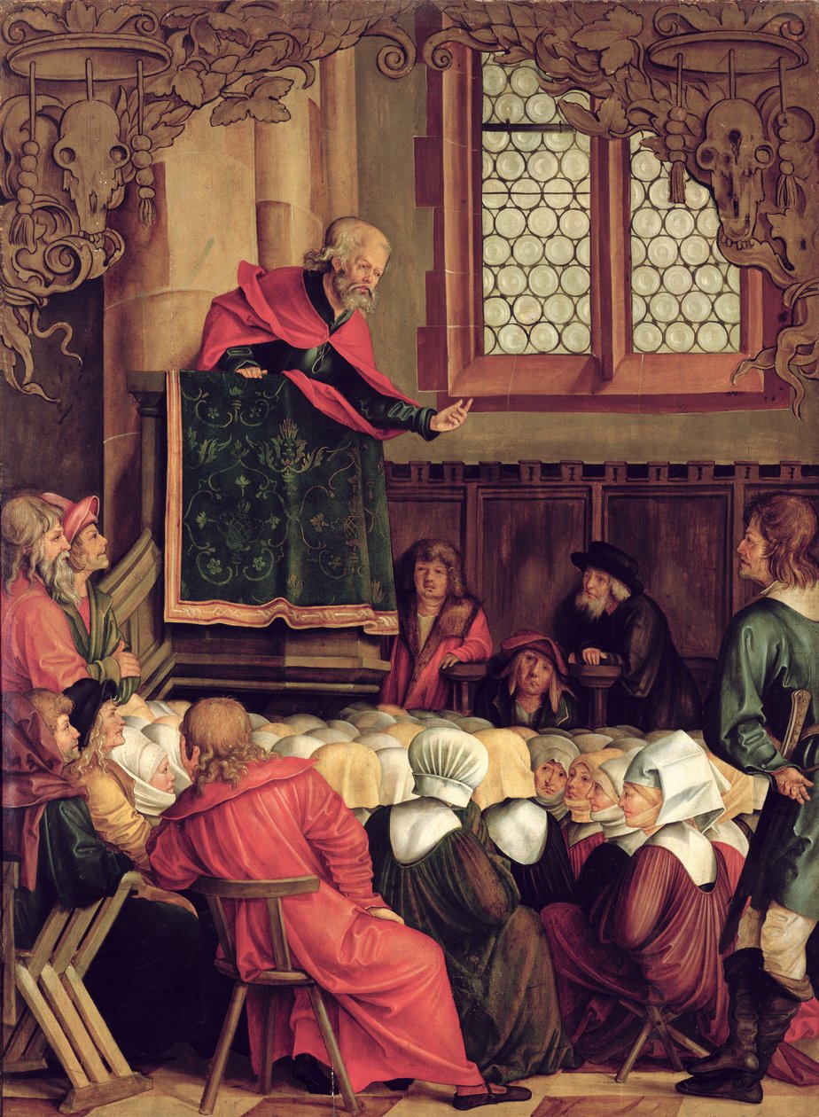Petersprædiken, fra en polyptychon med scener fra SS. Peter og Paulus af Hans Suess Kulmbach