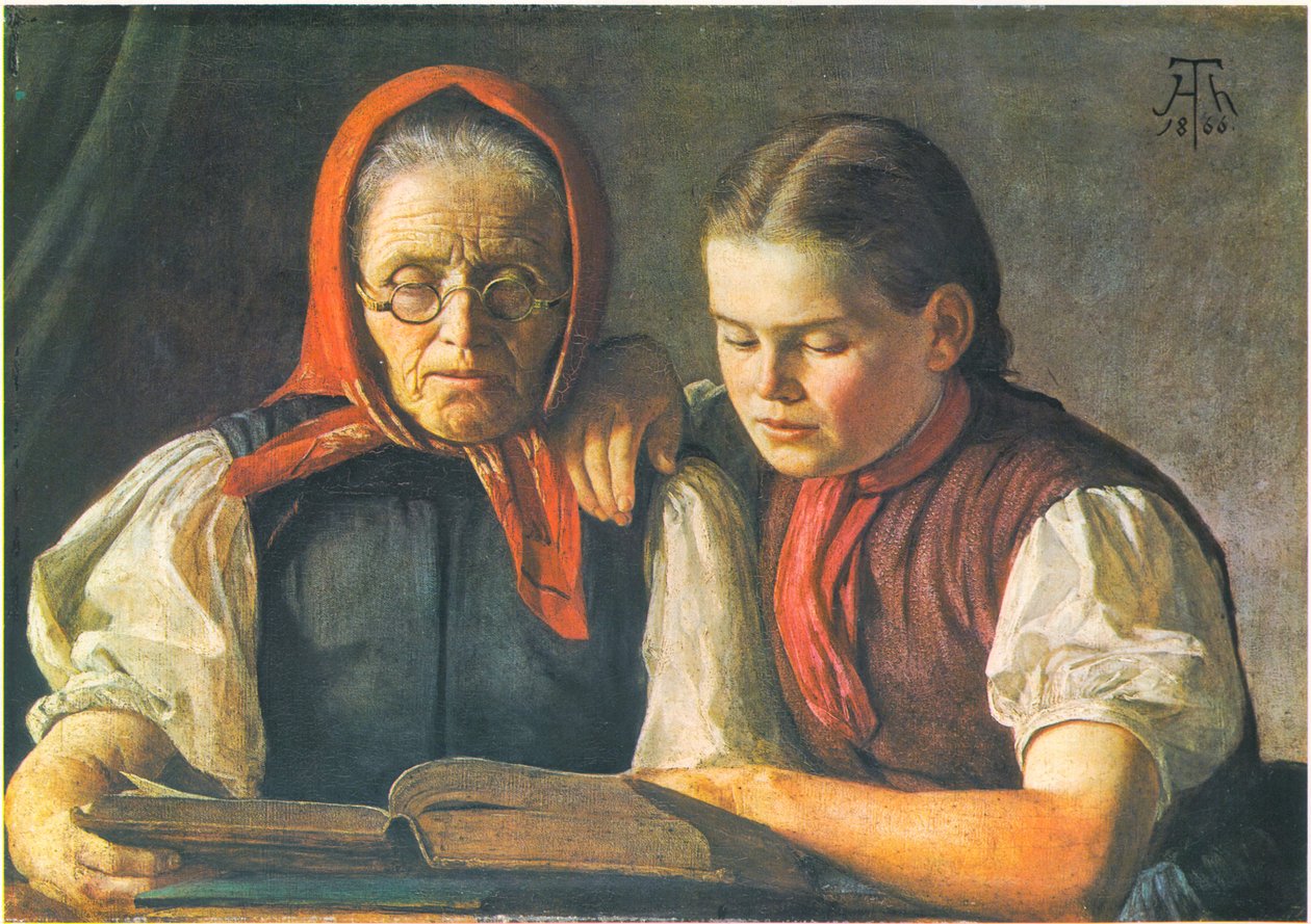 Mor og søster til kunstneren af Hans Thoma