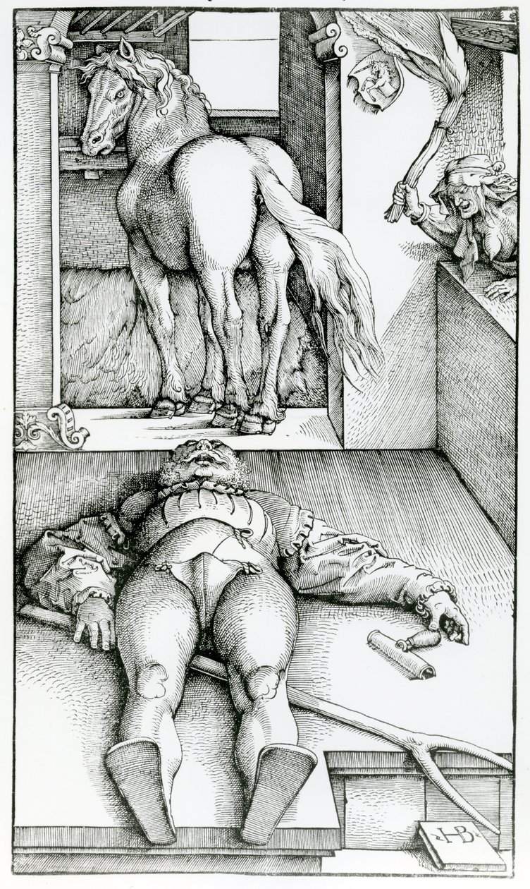 Sovende Brudgom og Troldkvinde af Hans (after) Baldung Grien