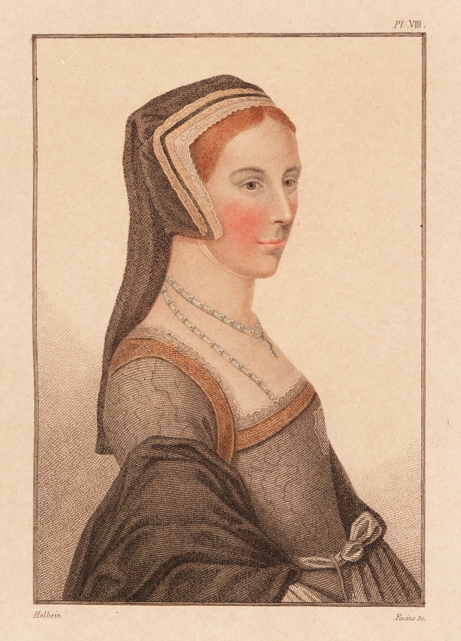 Anne Cresacre, 15 år, afdeling hos Sir Thomas More., 1812 (gravering) af Hans (after) Holbein the Younger