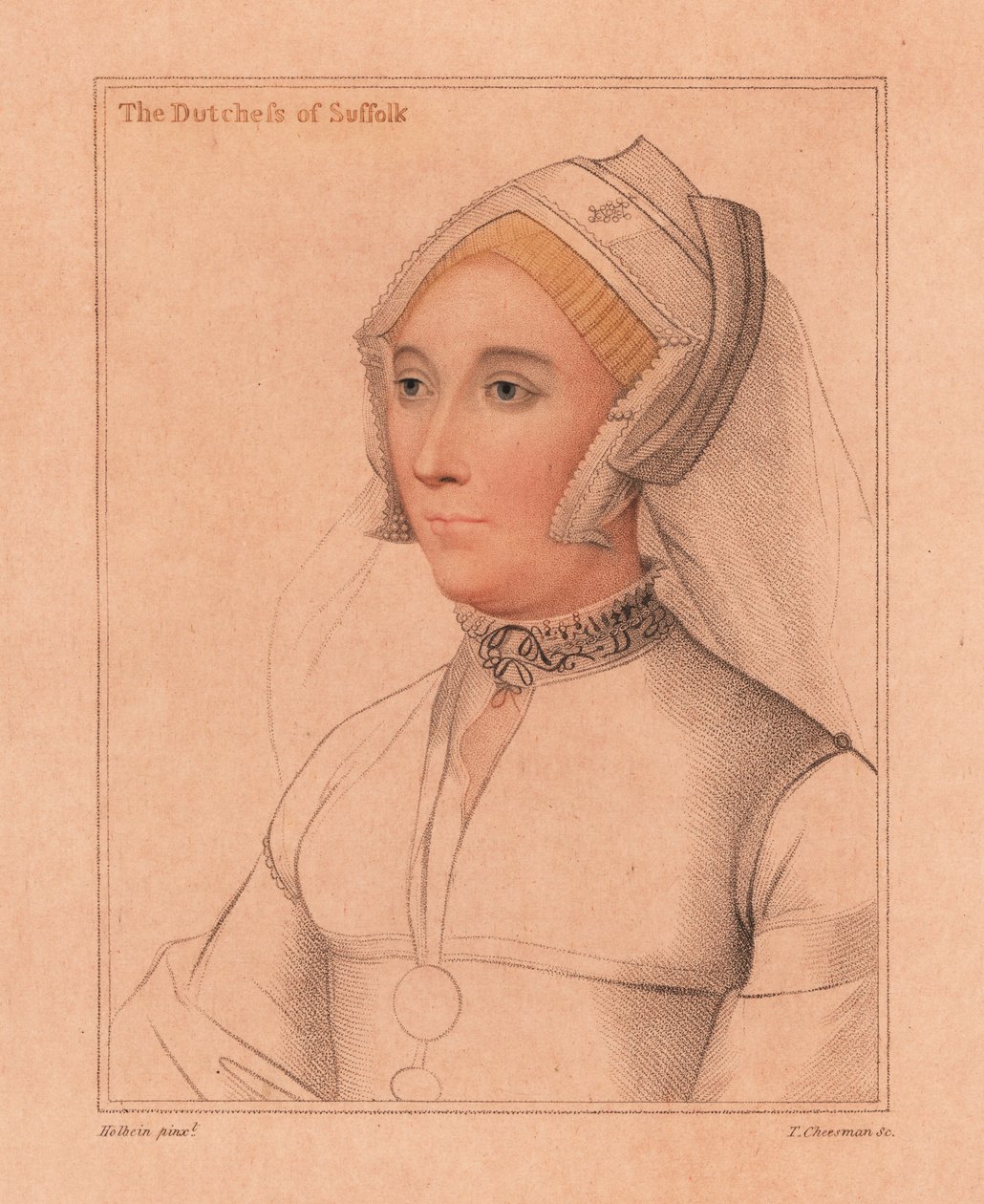 Catherine Brandon, hertuginde af Suffolk., 1812 (gravering) af Hans (after) Holbein the Younger