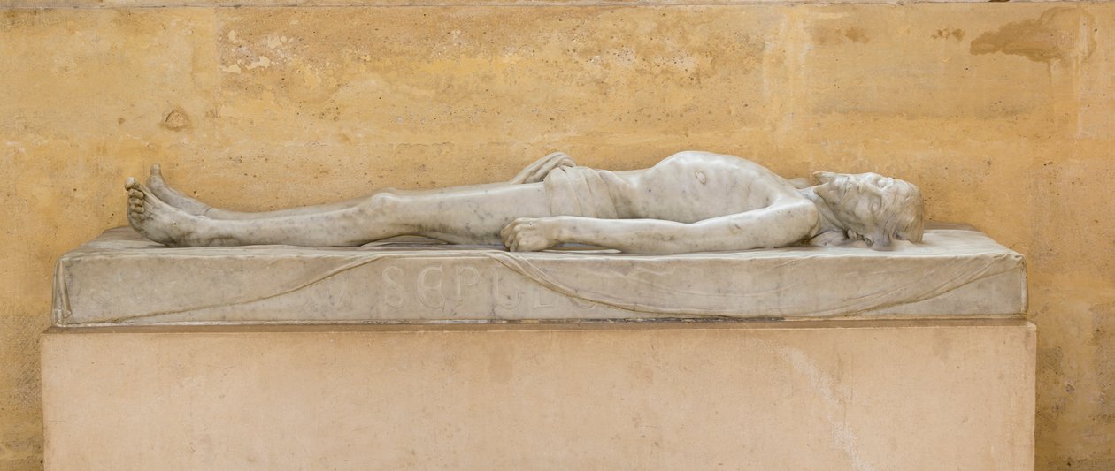 Kristus ved graven, kopi af H.Holbein. langs kysten af Invalides Kapel (1670), Paris (fotografi) af Hans (after) Holbein the Younger