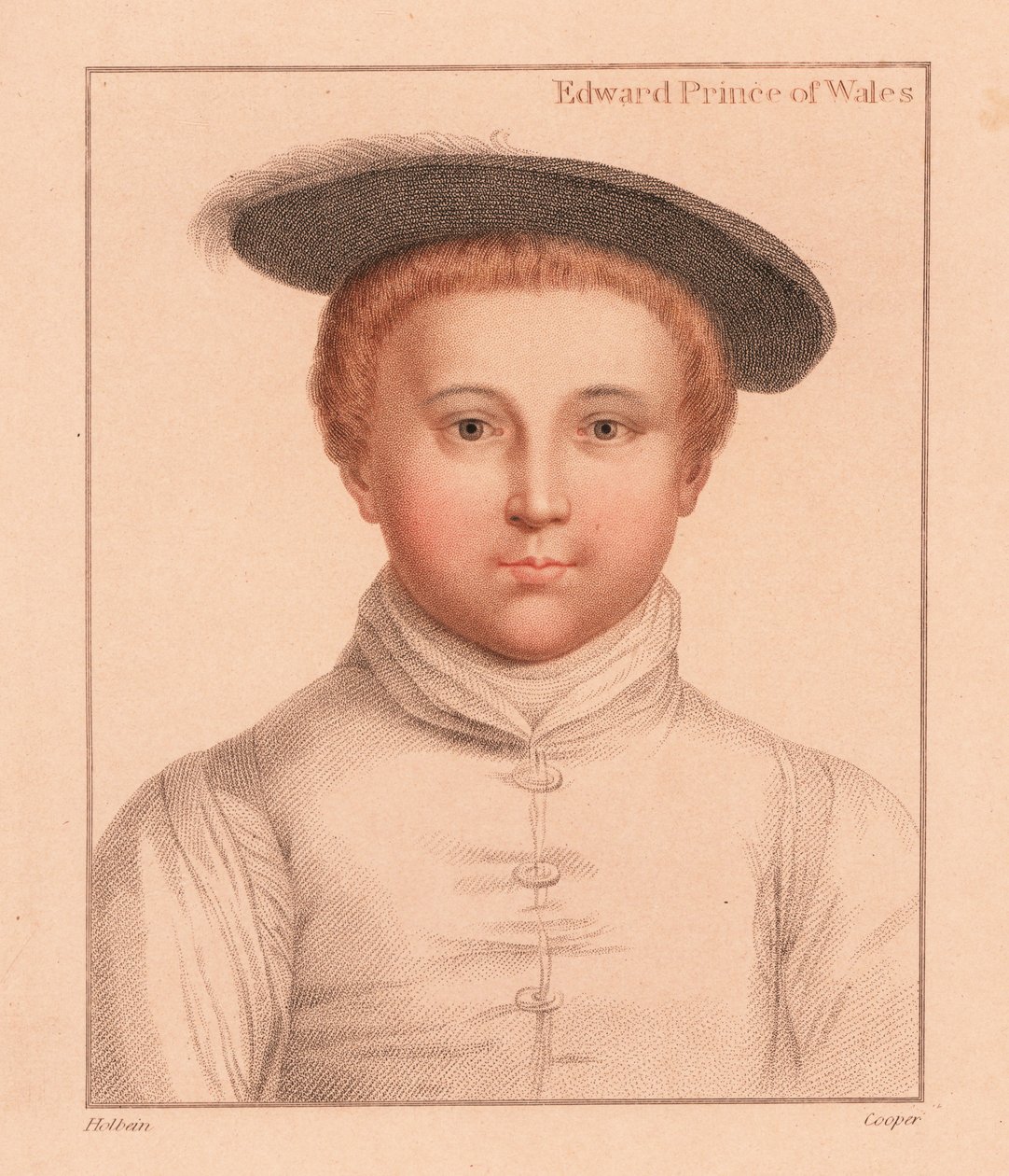 Edward, Prince of Wales, i alderen 3-5., 1812 (gravering) af Hans (after) Holbein the Younger