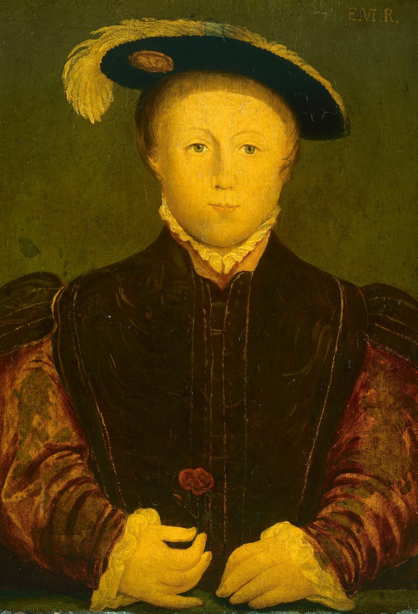 Edward VI (olie på panel) af Hans (after) Holbein the Younger