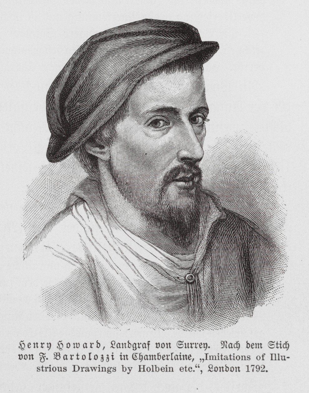 Henry Howard, jarl af Surrey, engelsk digter (kobberstik) af Hans (after) Holbein the Younger