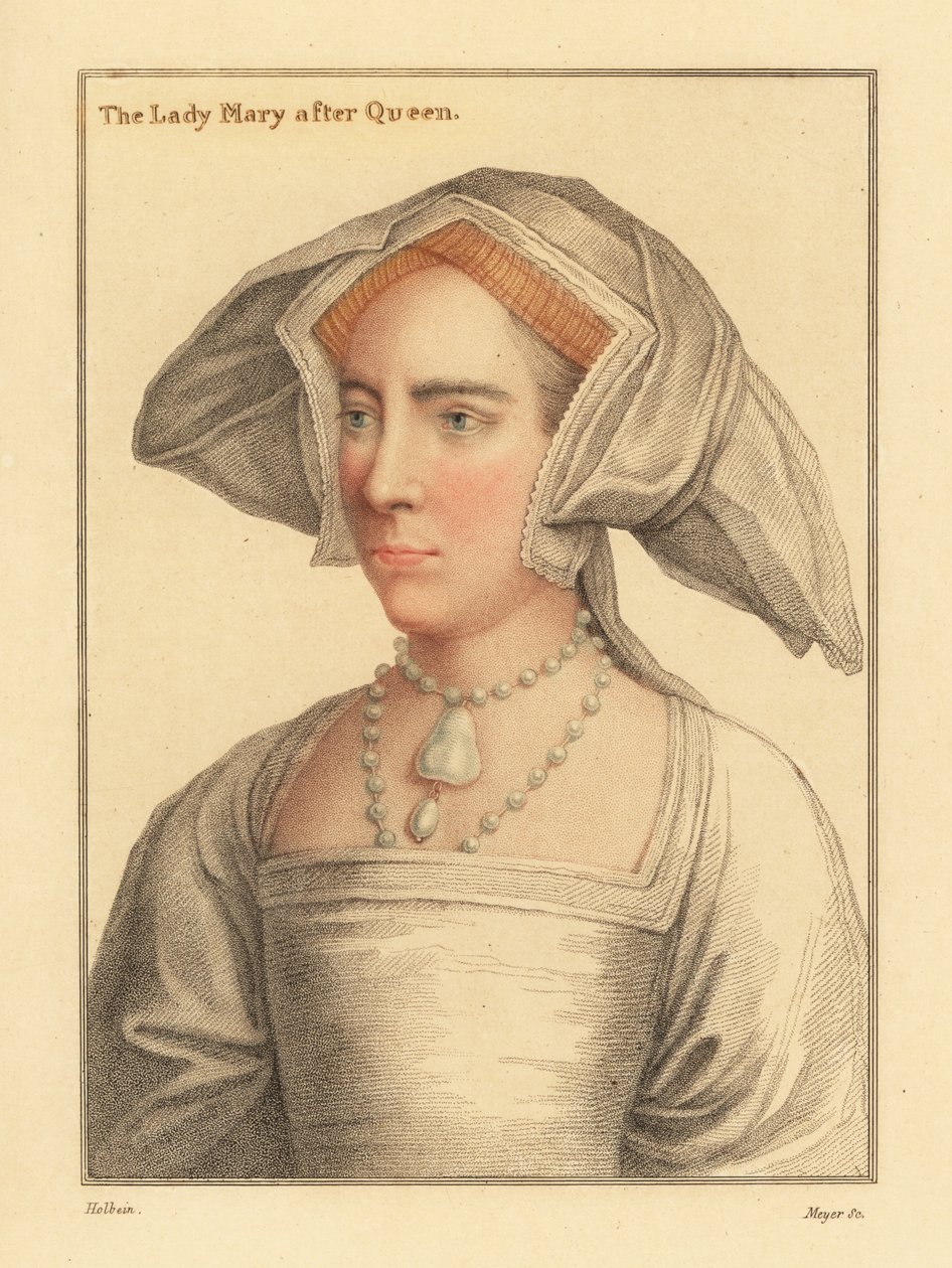 Lady Mary, datter af kong Henry VIII., 1812 (gravering) af Hans (after) Holbein the Younger
