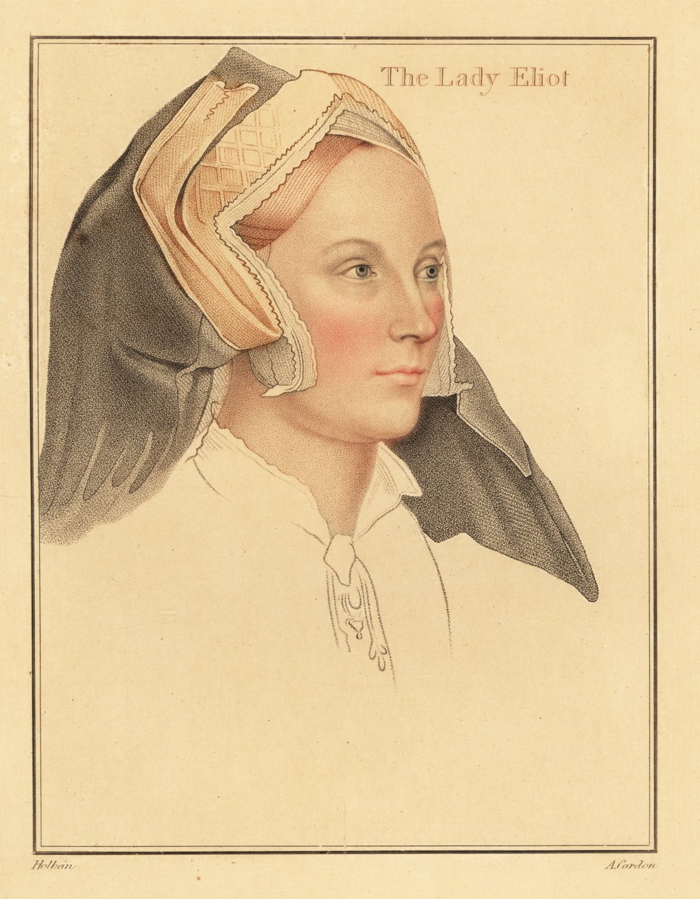 Margaret, Lady Elyot, død 1569. 1812 (gravering) af Hans (after) Holbein the Younger