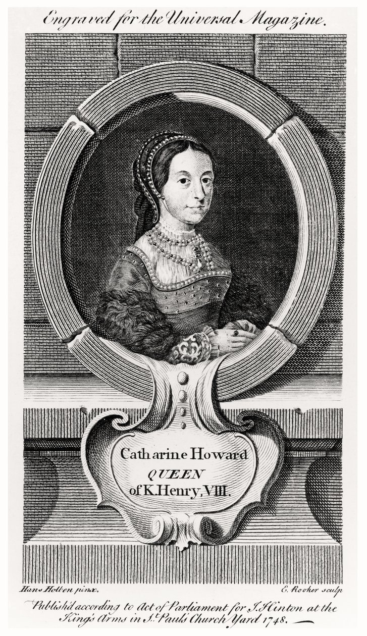Portræt af Catherine Howard (1520-42) indgraveret af Edward Rooker (ca. 1712-74) 1748 (indgravering) af Hans (after) Holbein the Younger