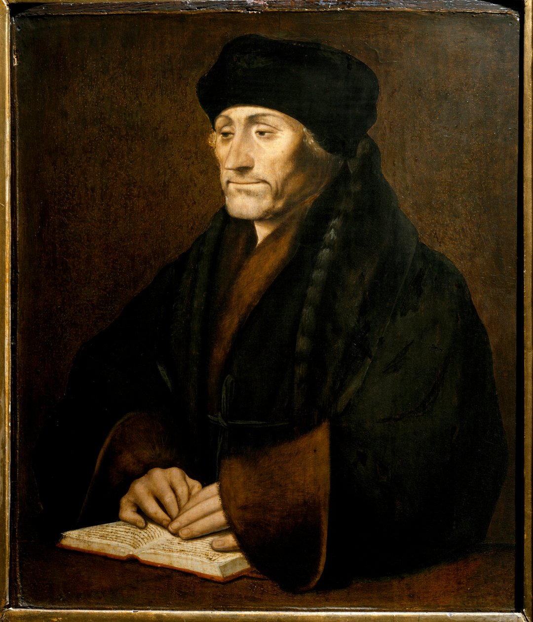 Portræt af Didier Erasme (Erasmus af Rotterdam) (1469 - 1536), hollandsk humanist. Maleri efter originalen af Holbein Hans den Unge (1497-1543) Galleria Sabauda Torino ©Luisa Ricciarini/Leemage af Hans (after) Holbein the Younger