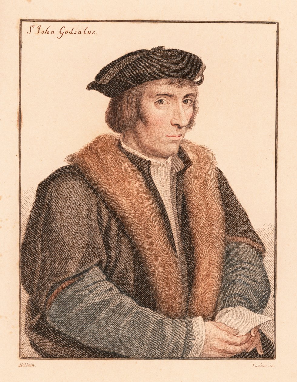 Sir John Godsalve, engelsk politiker, død 1557., 1812 (gravering) af Hans (after) Holbein the Younger