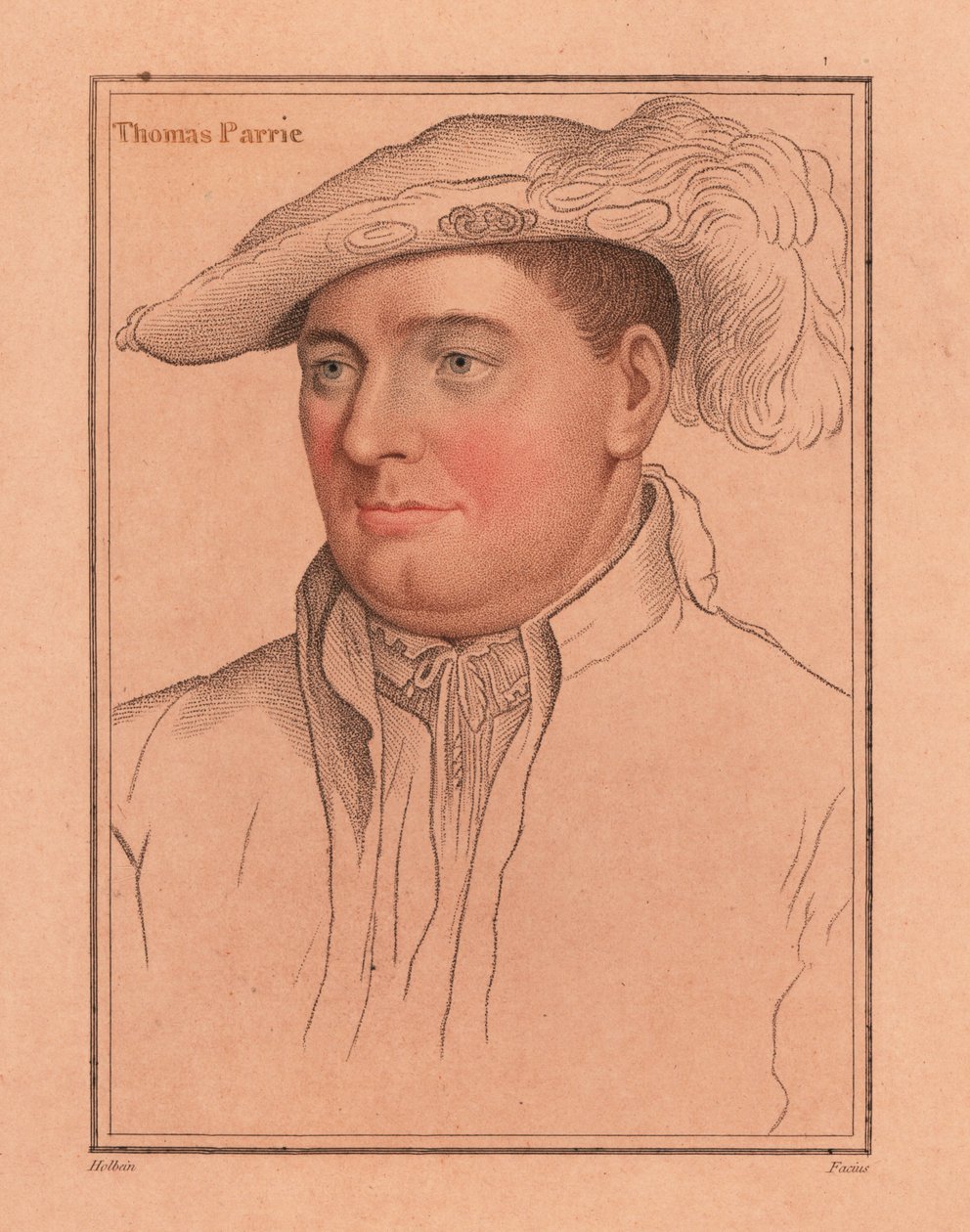 Sir Thomas Parry, husholdningskontrollør for Elizabeth I., 1812 (gravering) af Hans (after) Holbein the Younger