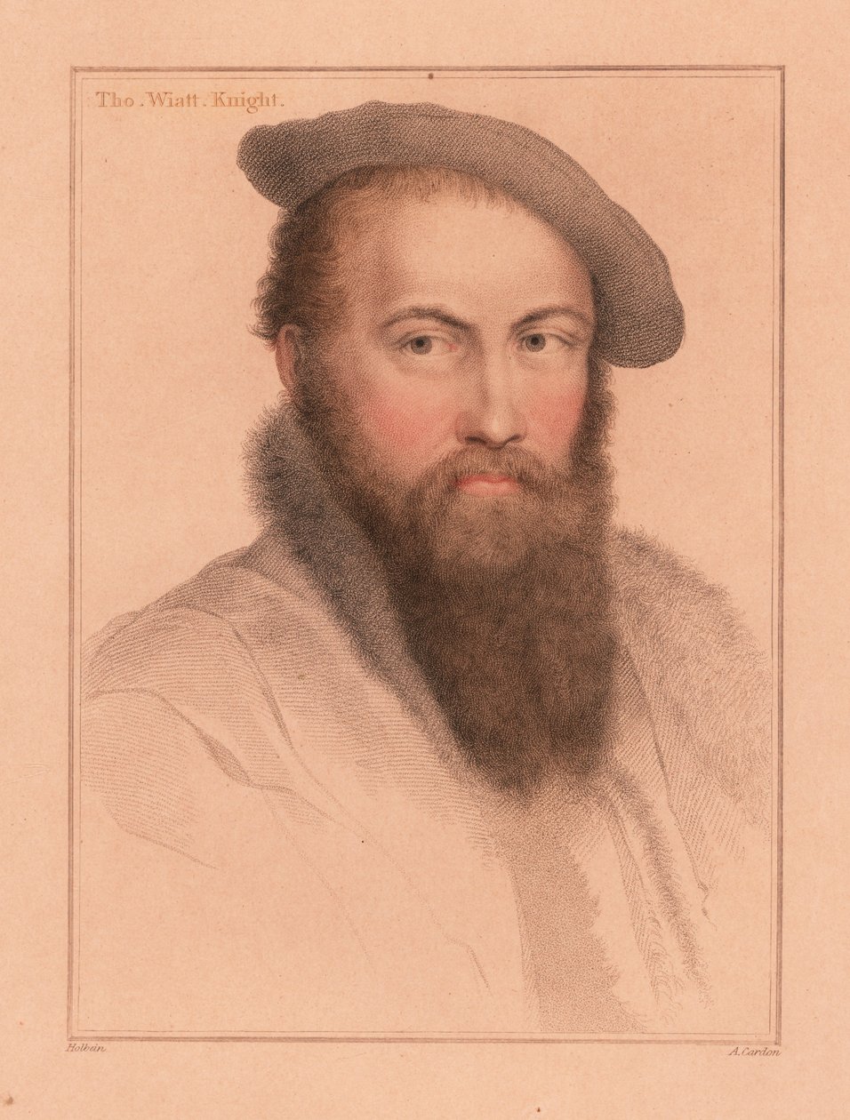 Sir Thomas Wyatt, engelsk ambassadør og digter., 1812 (gravering) af Hans (after) Holbein the Younger