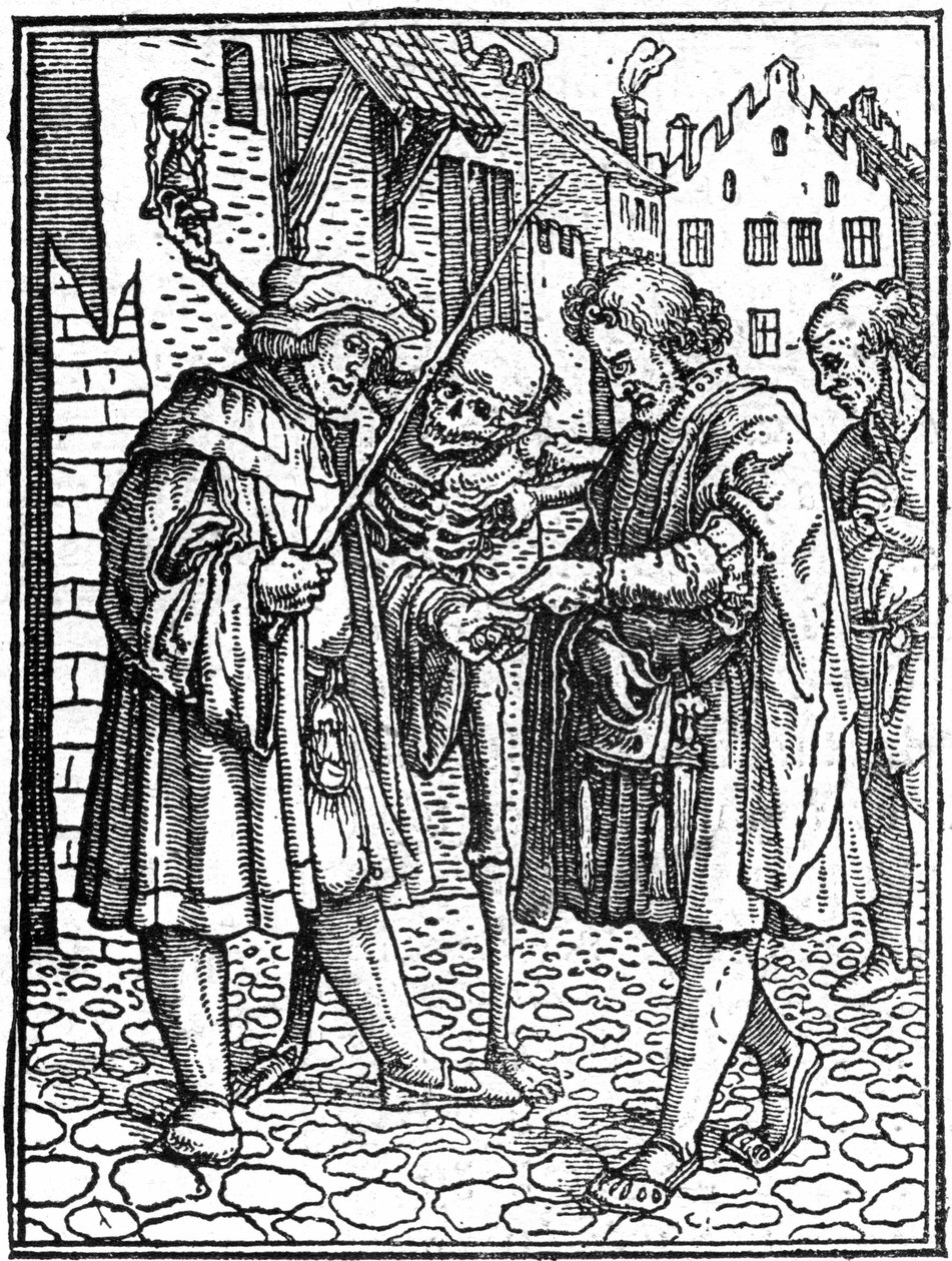 Hans Holbein den Yngres falske død (1497-1543): advokaten (stik) af Hans (after) Holbein the Younger