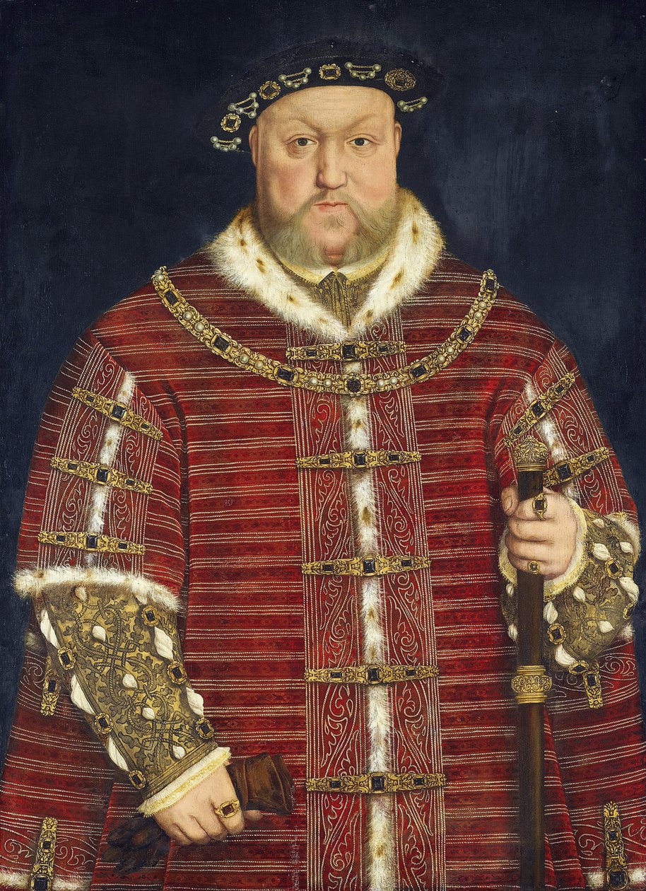 Henri VIII - Portræt af kong Henrik VIII af England par Holbein, Hans, den yngre, værksted af . Olie på træ, størrelse: 93x68 af Hans (school of) Holbein