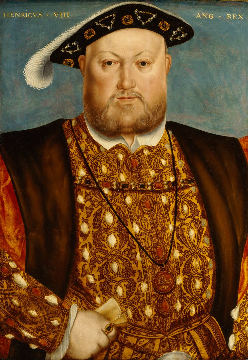 Henrik VIII (olie på panel) af Hans (studio of) Holbein The Younger