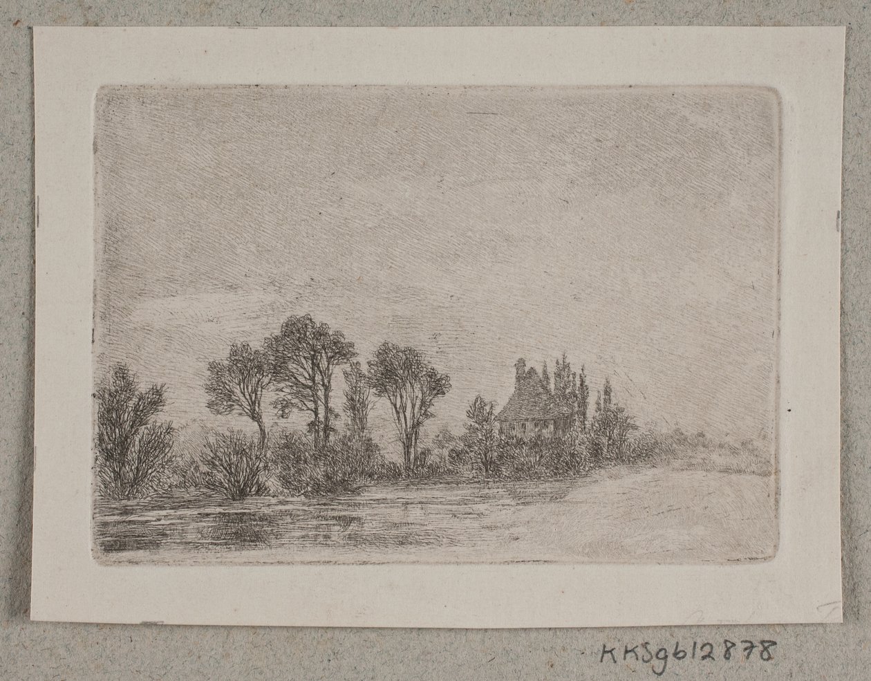 Landskab med træer ved et vand af Hans Anton Thiele